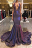Chic Deep V-Neck Sleeveless Prom Dress New Arrival Halter Memaiad Sequins Evening Gowns