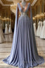 Fabulous High Neck Sleeveless Long 100D-chiffen prom Dress With beads