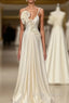 Fabulous White Satin Evening Prom Dress with Ruffles