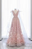 Fairy A Line Sequin Pink Prom Dresses Evening Dress