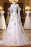 Fairy A Line White Floral Prom Dress Evening Dress