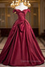 Fashion Burgundy Satin Pleats Prom Dress