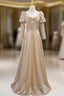 Fashion Gold Square Long Sleeve Prom Dress