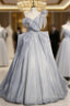 Fashion Gray Organza One Shoulder Prom Dress