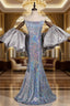 Fashion Silver Mermaid Sequins Strapless Prom Dress