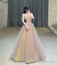 Shiny tulle sequins long prom dress eveing dress