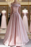 Off Shoulder Satin Elegant Long Prom Dress,Simple New Style Formal Gown