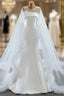 Find All Of The Latest Styles White Mermaid Satin Tulle Backless Wedding Dress With Train