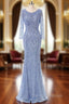 Floor-length Beading Sequin Fishtail Long Sleeve Evening Dress
