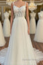 Floral Lace Scoop Neck Floor-Length Wedding Dress