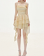 Flowy A Line Halter Layered Yellow Chiffon Open Back Short Homecoming Dress Cocktail Dress