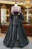 For You Next Prom Dance Black Ball Gown Tulle Long Sleeve Beading Prom Dress