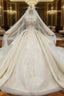 For You Next Prom Dance Champagne Ball Gown Tulle Sequins Beading Off the Shoulder Wedding Dress With Removable Train