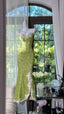 Fresh Green Mermaid Strapless Backless Criss-Cross Lace Long Prom Dress Evening Dress