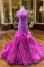 Fuchsia Mermaid Tulle Beading Prom Dress