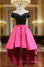 Fuchsia Satin Off the Shoulder Prom Dress