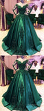 Dark Green Ball Gown Emerald Green Prom Dress, Ball Gown Wedding Dress