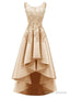 In Stock Pretty Tulle Amp Satin Scoop Neckline Hi Lo A Line Prom Dresses With Hot Fix Rhinestones Amp Lace Appliques