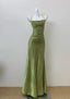 Glam Olive Green Spaghetti Straps Mermaid Satin Long Prom Dress Formal Evening Gowns With Backless
