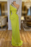 Glamorous One Shoulder Long Sleeves Mermaid Evening Dress With Beads