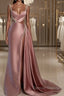 Pink Sweetheart Spaghetti Strap Prom Dress with High Slit Trail