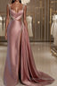 Pink Sweetheart Spaghetti Strap Prom Dress with High Slit Trail