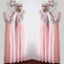 Glitter Sequins V Neck Long Chiffon Pink Bridesmaid Dresses