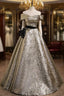 Gold Off the Shoulder Flower Prom Dress