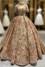 Gold Sequins Off the Shoulder Prom Dress