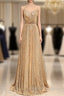 Gold Sequins Spaghetti Straps Prom Dress