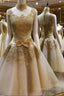 Gold Short Knee Length Lace Homecoming Dress , Short Prom Dress, Pretty Formal Dress