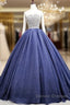 Gorgeous Blue Ball Gown Sweet 16 Party Dress Handmade Formal Gown Off Shoulder Prom Dress