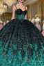 Gorgeous Green Sequins Feathers Ball Gown Quinceanera Dress Formal Sweet 16 Prom Dress