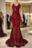 Gorgeous Halter V-Neck Sleeveless Mermaid Prom Dress Sequins Long