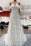 Gorgeous Long A-line Off-the-shoulder Tulle Appliques Lace Wedding Dress