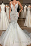 Gorgeous Long Mermaid Sweetheart Beaded Lace Organza Wedding Dress
