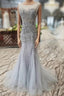 Gorgeous Mermaid Backless Silver Grey Sequins Prom Dress, Mermaid Silver Grey Formal Dress, Shiny Silver Grey Evening Dress