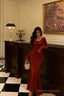 Gorgeous Mermaid Jewel Neckline Long Sleeves Date Night Dress Red Prom Dresses Birthday Outfits