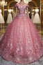 Gorgeous Off the Shoulder Pink Lace Appliques Long Prom Dress, Off Shoulder Pink Formal Dress, Pink Evening Dress, Ball Gown