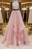 Gorgeous Round Neck Two Pieces Long Prom Dress, 2 Pieces Formal Evening Dress