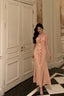 Gorgeous Sheath Spaghetti Straps Pink Chiffon Date Night Dress Long Prom Dresses Birthday Outfits