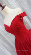 Gorgeous Sparkle Beaded Off Shoulder Red Formal Dress, Red Homecoming Dress