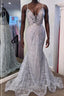Gorgeous V Neck Mermaid Backless Silver Gray Prom Dress, Mermaid Silver Gray Formal Dress, Backless Silver Gray Evening Dress