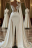 Gorgeous White A-line One Shoulder Graduation Dress Long Glitter Prom Dress With Split Online