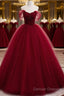 Gorgeous Wine Red Tulle Ball Gown Long Prom Dress Formal Dress, Burgundy Sweet 16 Dress