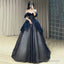 Gothic Glitter Blue Princess Tulle Prom Dress Blue Long Evening Dress