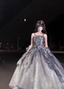 Gothic Sweet & Cool Silver Gray Spaghetti Strap 3D Floral Bow Sequined Satin Prom Dress Evening Dress