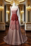 Gradual Contrast Splicing Beading Sling Prom Dress