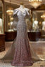 Gray Mermaid Sequins Off the Shoulder Prom Dress