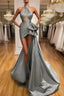 Gray Robe De Soiree Sheath Sheath Halter Detachable Sexy Long Prom Dress Prom Gown Evening Dress